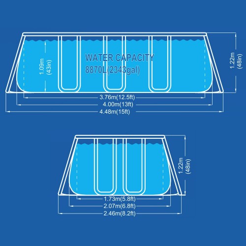 Piscina Fuoriterra Rettangolare 400x200 Acciaio con Pompa a Cartuccia Scaletta