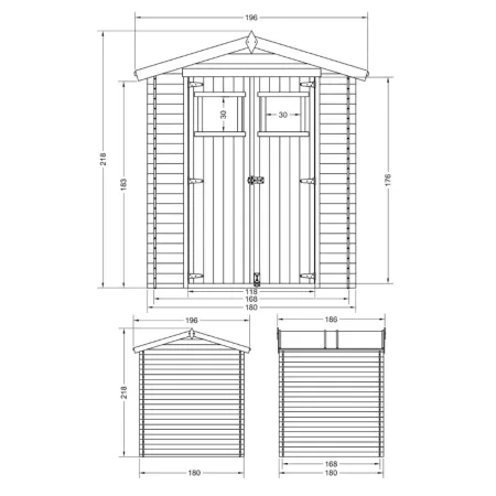 Casetta da Giardino 180x180 in Legno 19mm Porta con Finestra