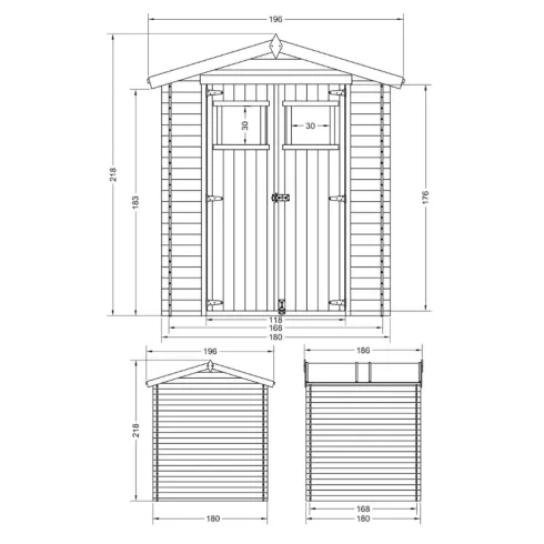 Casetta da Giardino 180x180 Legno 19mm Pavimento Porta con Finestra