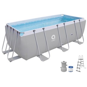 Piscina Fuoriterra Rettangolare 400x200 Acciaio con Pompa a Cartuccia Scaletta