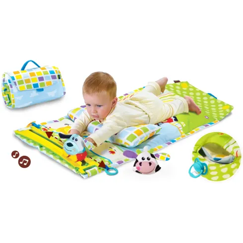 Tappeto Pieghevole Neonato Bambino Musicale con Cuscino 80x120x8 cm