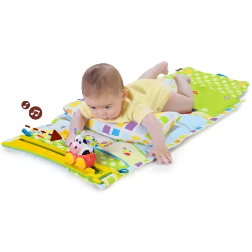 Tappeto Pieghevole Neonato Bambino Musicale con Cuscino 80x120x8 cm