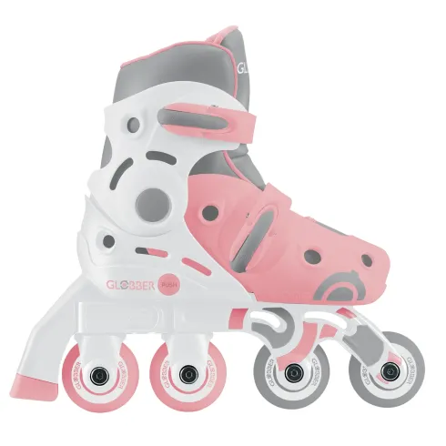 Pattini Bambini Regolabili 2 in 1 Rosa Taglia 30-33 Inline e Learning