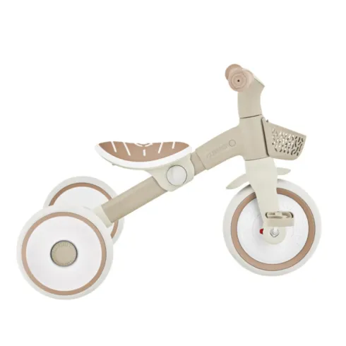 Triciclo Evolutivo Bambini 2 in 1 Beige Regolabile Pedali Rimovibili