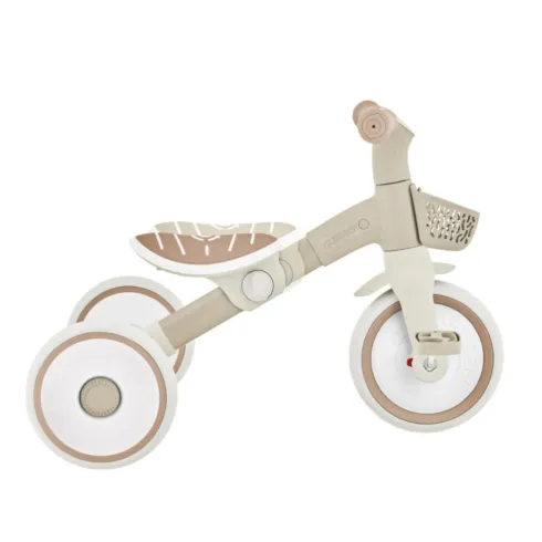 Triciclo Evolutivo Bambini 2 in 1 Beige Regolabile Pedali Rimovibili