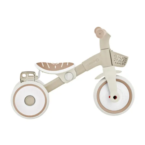 Triciclo Evolutivo Bambini 2 in 1 Beige Regolabile Pedali Rimovibili