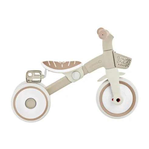 Triciclo Evolutivo Bambini 2 in 1 Beige Regolabile Pedali Rimovibili