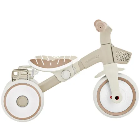 Triciclo Evolutivo Bambini 2 in 1 Beige Regolabile Pedali Rimovibili