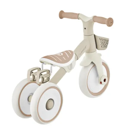 Triciclo Evolutivo Bambini 2 in 1 Beige Regolabile Pedali Rimovibili