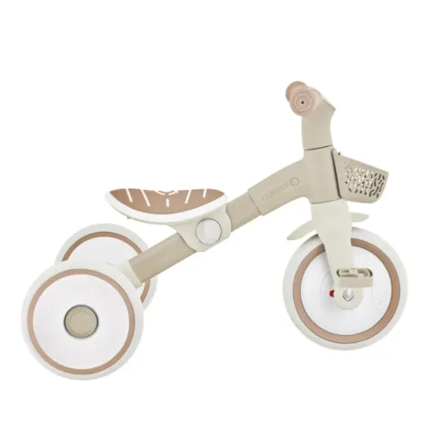 Triciclo Evolutivo Bambini 2 in 1 Beige Regolabile Pedali Rimovibili