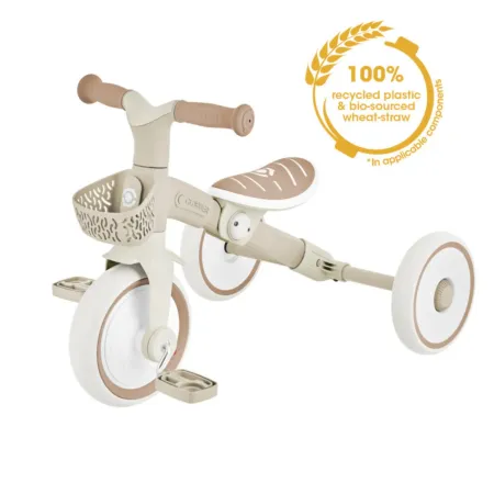 Triciclo Evolutivo Bambini 2 in 1 Beige Regolabile Pedali Rimovibili