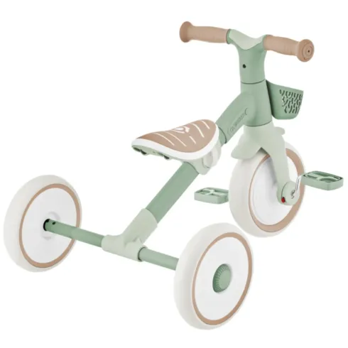 Triciclo Evolutivo Bambini 2 in 1 Verde Regolabile Pedali Rimovibili