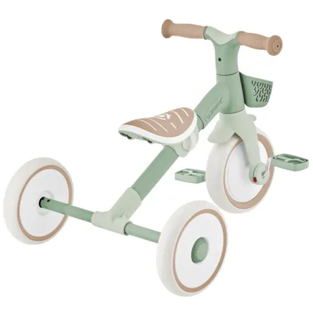 Triciclo Evolutivo Bambini 2 in 1 Verde Regolabile Pedali Rimovibili
