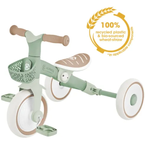 Triciclo Evolutivo Bambini 2 in 1 Verde Regolabile Pedali Rimovibili