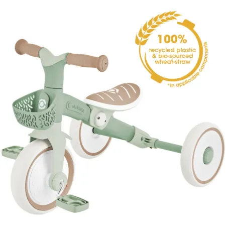 Triciclo Evolutivo Bambini 2 in 1 Verde Regolabile Pedali Rimovibili
