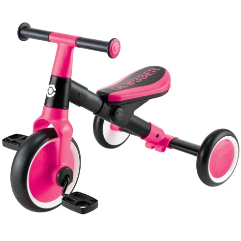 Triciclo Evolutivo Bambini 2 in 1 Rosa Neon Bici Pedali Removibili