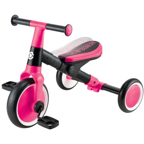Triciclo Evolutivo Bambini 2 in 1 Rosa Neon Bici Pedali Removibili