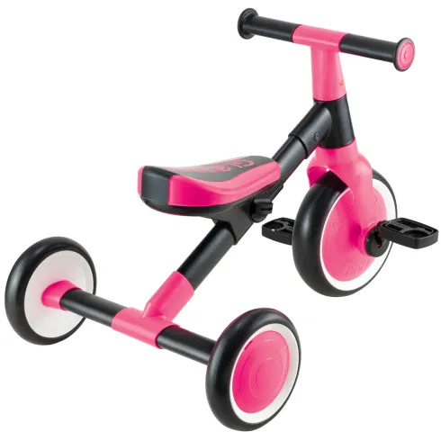 Triciclo Evolutivo Bambini 2 in 1 Rosa Neon Bici Pedali Removibili