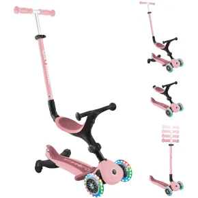 Monopattino Evolutivo 3 in 1 Rosa Pastello con Luci LED Sterzo 360