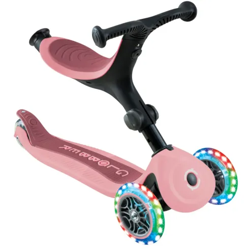 Monopattino Evolutivo 3 in 1 Rosa Pastello con Luci LED Sterzo 360