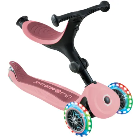 Monopattino Evolutivo 3 in 1 Rosa Pastello con Luci LED Sterzo 360