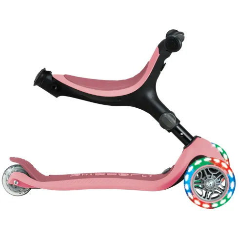 Monopattino Evolutivo 3 in 1 Rosa Pastello con Luci LED Sterzo 360