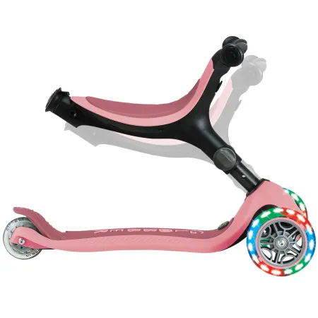 Monopattino Evolutivo 3 in 1 Rosa Pastello con Luci LED Sterzo 360