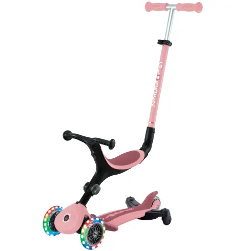Monopattino Evolutivo 3 in 1 Rosa Pastello con Luci LED Sterzo 360