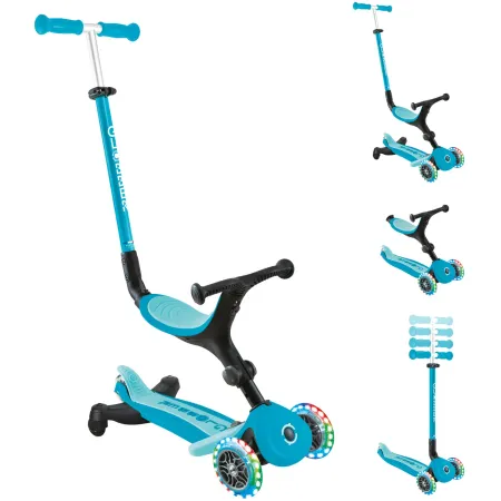 Monopattino Evolutivo 3 in 1 Celeste con Luci LED Sterzo Parentale 360