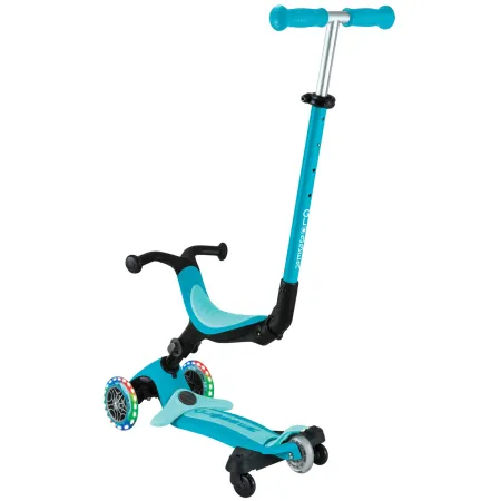 Monopattino Evolutivo 3 in 1 Celeste con Luci LED Sterzo Parentale 360