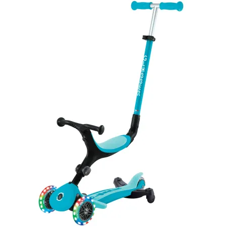 Monopattino Evolutivo 3 in 1 Celeste con Luci LED Sterzo Parentale 360