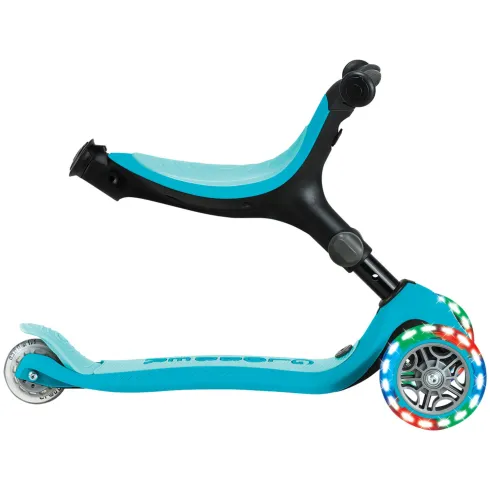 Monopattino Evolutivo 3 in 1 Celeste con Luci LED Sterzo Parentale 360