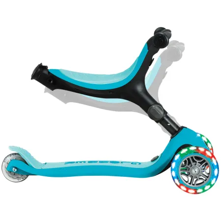 Monopattino Evolutivo 3 in 1 Celeste con Luci LED Sterzo Parentale 360