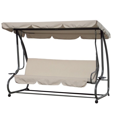 Dondolo 3 Posti Reclinabile Letto da Giardino Sofa Terrazzo Cuscini Telo Esterno