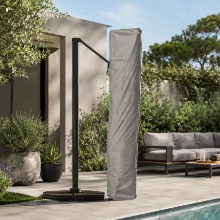 Custodia per Ombrellone 3x4 m Palo Decentrato Bianco Poliestere Nylon