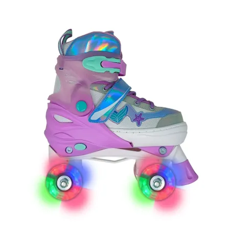 Pattini per Bambini Quad Mermaid Regolabili 34-37 4 Ruote LED Luminose