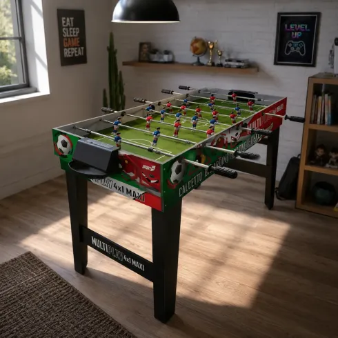 Tavolo Multigioco 4 in 1 Calcetto Ping Pong Hockey Biliardo Accessori