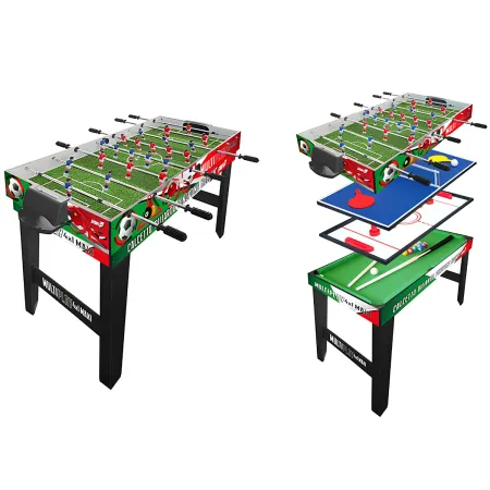 Tavolo Multigioco 4 in 1 Calcetto Ping Pong Hockey Biliardo Accessori