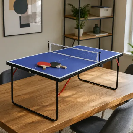 Tavolo da Ping Pong da Tavolo Pieghevole da Interno Racchette Palline Rete