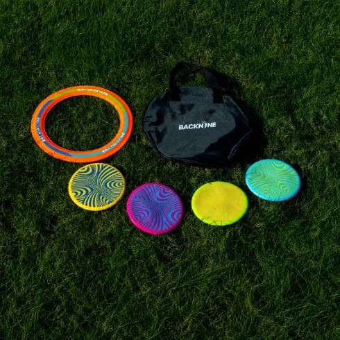 Frisbee Bocce 4 Dischi in Silicone Gioco da Esterno Spiaggia con Borsa