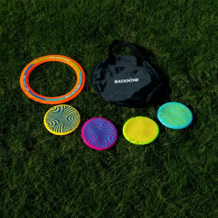 Frisbee Bocce 4 Dischi in Silicone Gioco da Esterno Spiaggia con Borsa