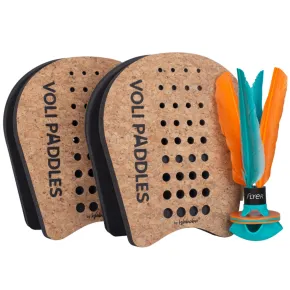 Set Paddle Badminton Volano 2 Racchette in Sughero Gioco da Esterno