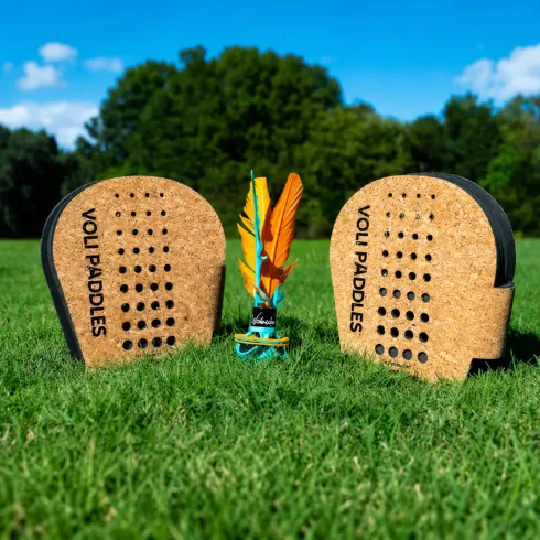 Set Paddle Badminton Volano 2 Racchette in Sughero Gioco da Esterno
