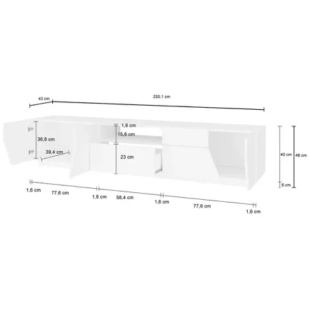 Mobile Porta TV 220 cm Report Acero Pereira 4 Ante Vano Cassetto Legno