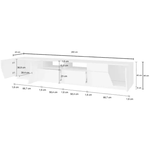 Mobile Porta TV 260 cm Report Acero Pereira 4 Ante 2 Cassetti Legno
