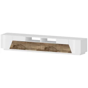 Mobile Porta TV 260 cm Bianco Laccato Acero 4 Ante 2 Cassetti Legno