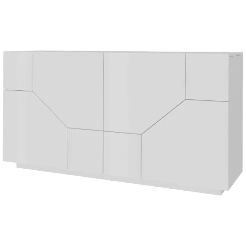Credenza da Soggiorno 200 cm Bianco Laccato Lucido 4 Ante 2 Ripiani