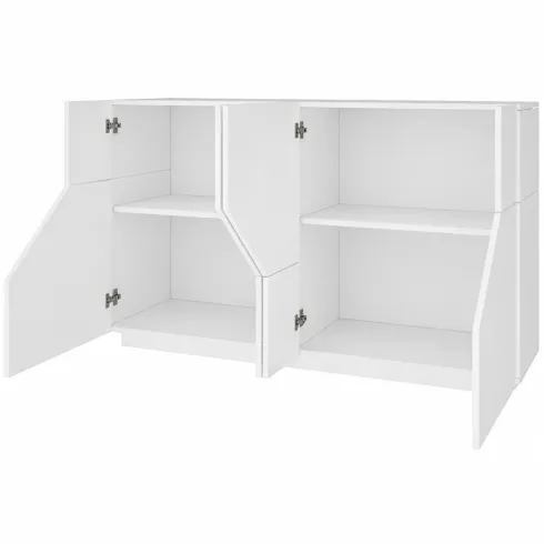 Credenza da Soggiorno 200 cm Bianco Laccato Lucido 4 Ante 2 Ripiani