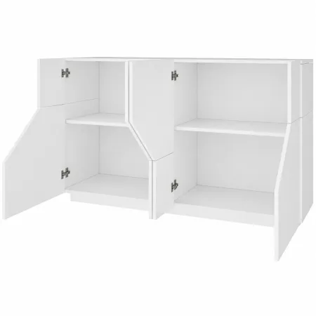Credenza da Soggiorno 200 cm Bianco Laccato Lucido 4 Ante 2 Ripiani