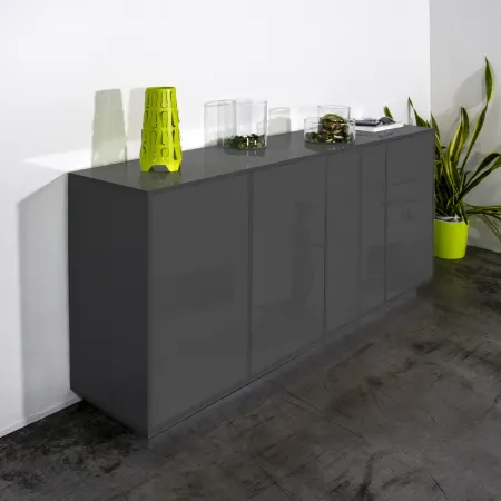 Credenza da Soggiorno 180 cm Antracite Laccato 4 Ante Push to Open